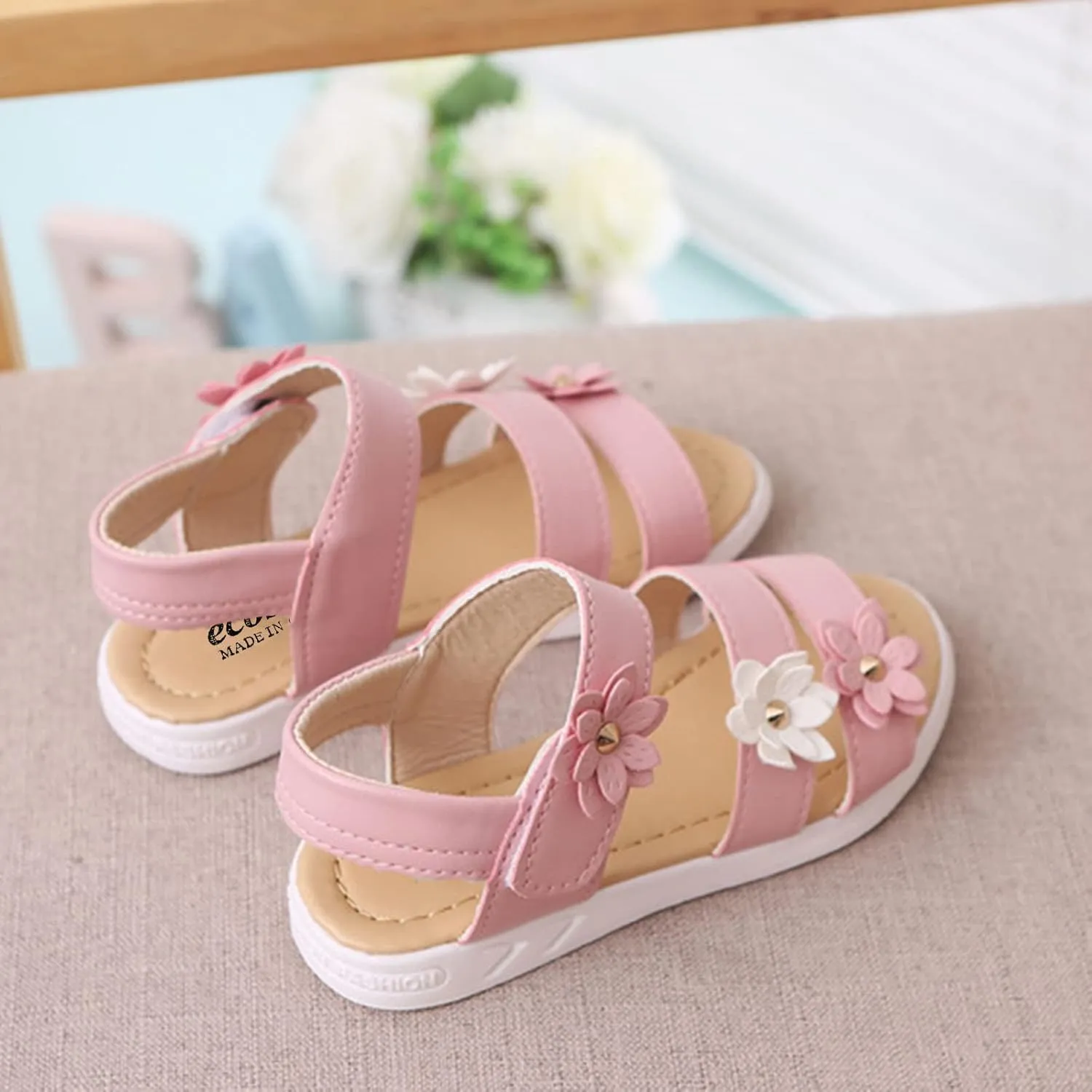 Kids Sandals Girls Toddler Girls Shoes Non-Slip Sandals Kids Rubber Baby Sandals Flower Baby Shoes