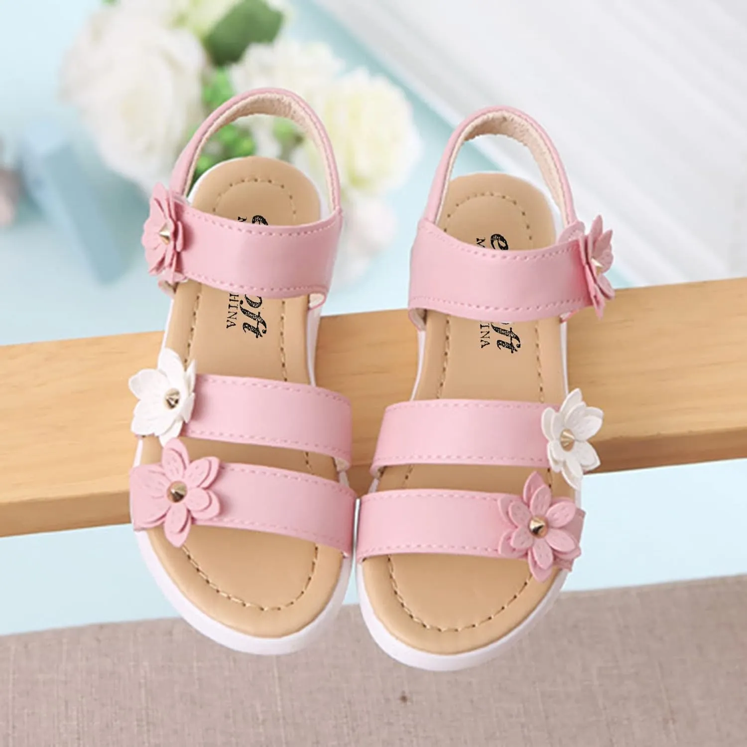Kids Sandals Girls Toddler Girls Shoes Non-Slip Sandals Kids Rubber Baby Sandals Flower Baby Shoes