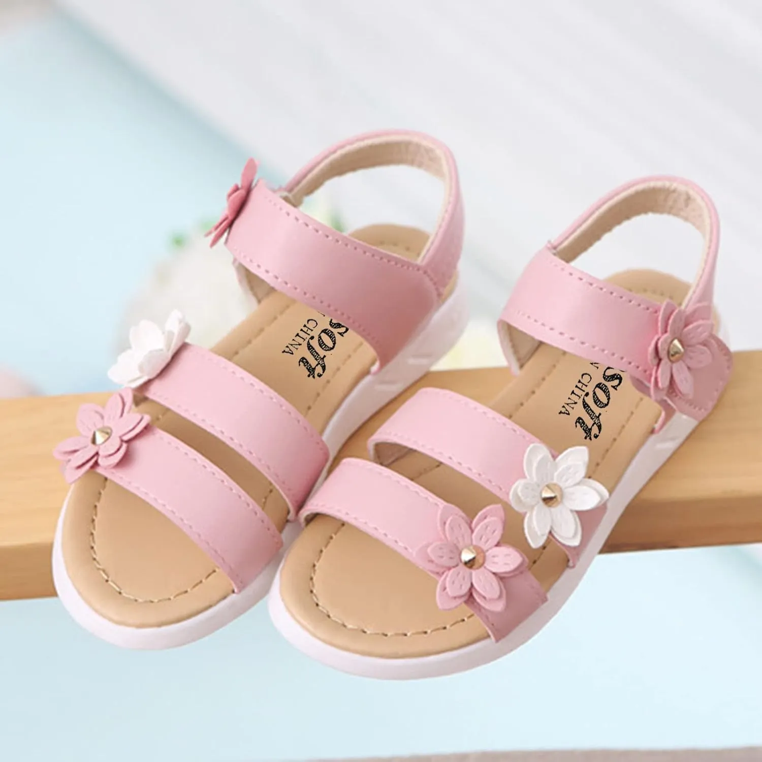 Kids Sandals Girls Toddler Girls Shoes Non-Slip Sandals Kids Rubber Baby Sandals Flower Baby Shoes