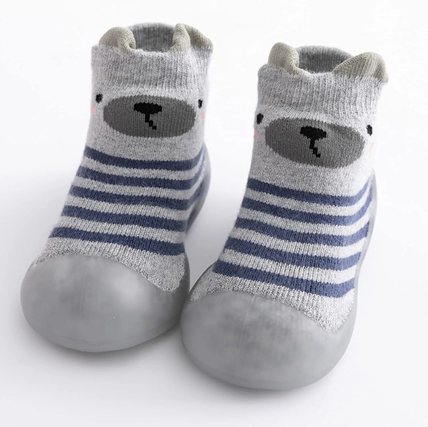 Kids Toddler Baby Boys Girls Solid Warm Knit Soft Sole Rubber Shoe Socks Toddler Slippers Boys Non Slip (Grey, 18)