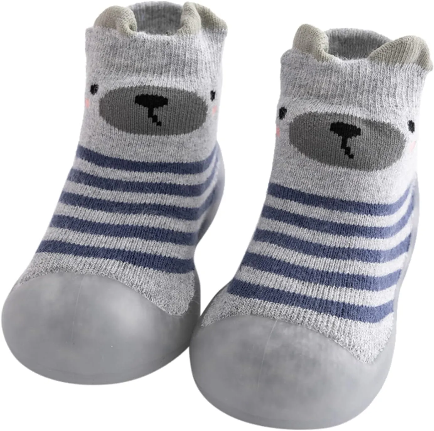 Kids Toddler Baby Boys Girls Solid Warm Knit Soft Sole Rubber Shoe Socks Toddler Slippers Boys Non Slip (Grey, 18)