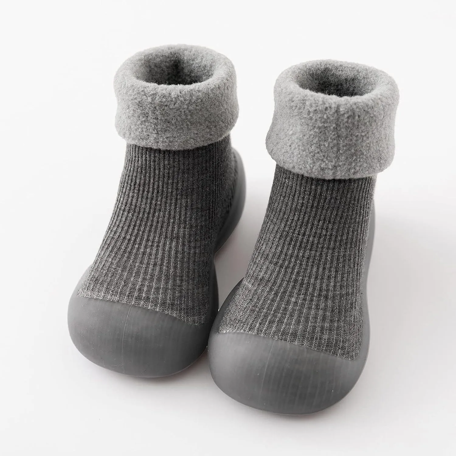 Kids Toddler Baby Boys Girls Solid Warm Knit Soft Sole Rubber Shoes Slipper Stocking Soft Toddler Size 12