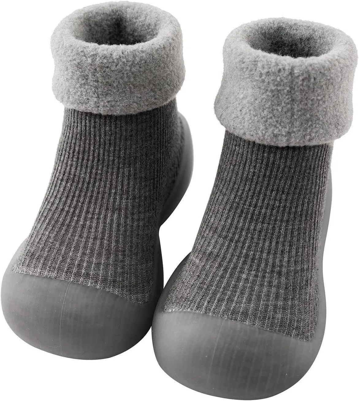 Kids Toddler Baby Boys Girls Solid Warm Knit Soft Sole Rubber Shoes Slipper Stocking Soft Toddler Size 12