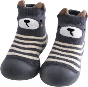 Kids Toddler Baby Boys Girls Solid Warm Knit Soft Sole Rubber Shoes Socks Slipper Indoor Slippers for (Dark Gray, 18)