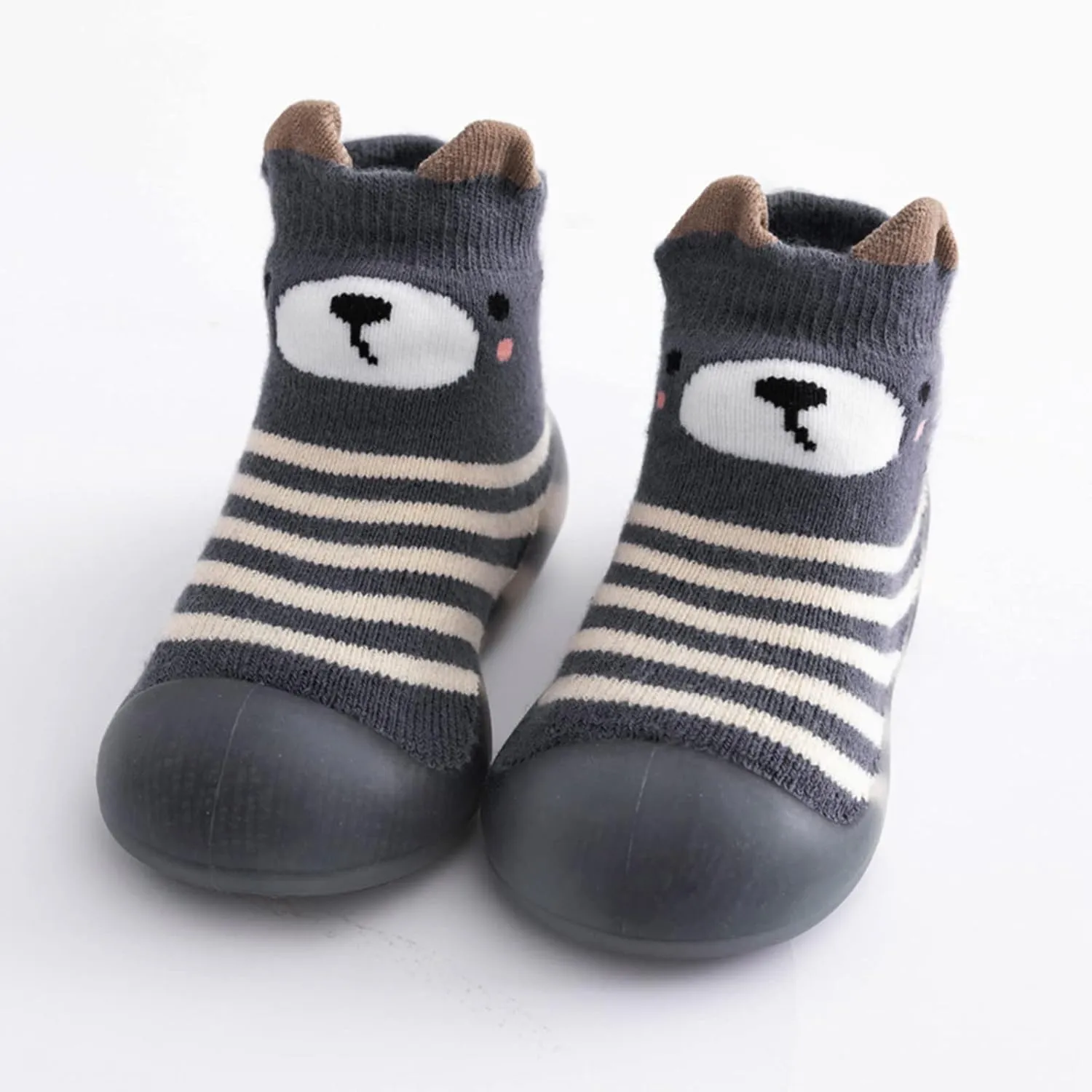 Kids Toddler Baby Boys Girls Solid Warm Knit Soft Sole Rubber Shoes Socks Slipper Indoor Slippers for (Dark Gray, 18)