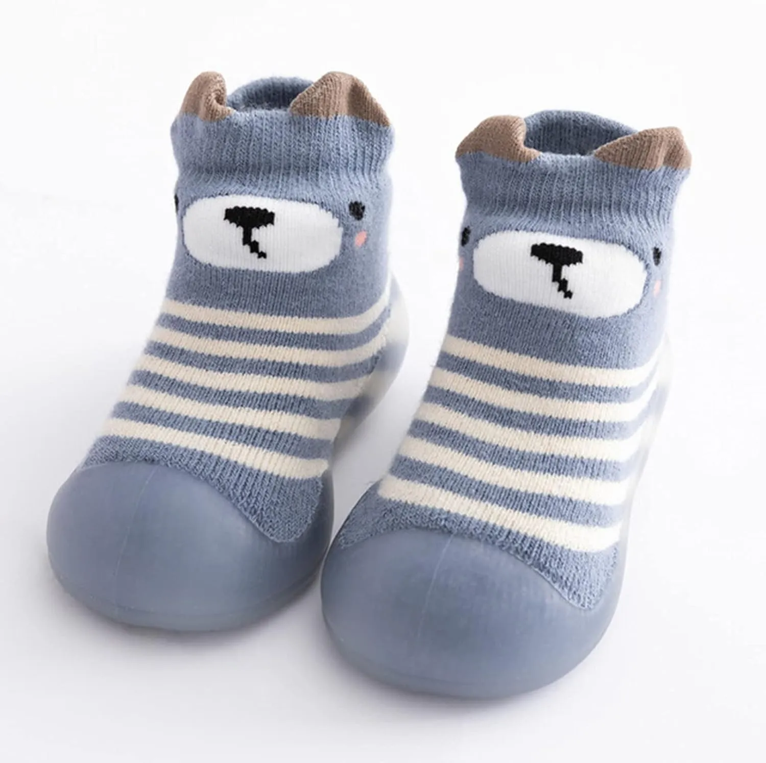 Kids Toddler Baby Boys Girls Solid Warm Knit Soft Sole Rubber Shoes Socks Slipper Stocking Indoor Slippers for Women (Blue, 18)