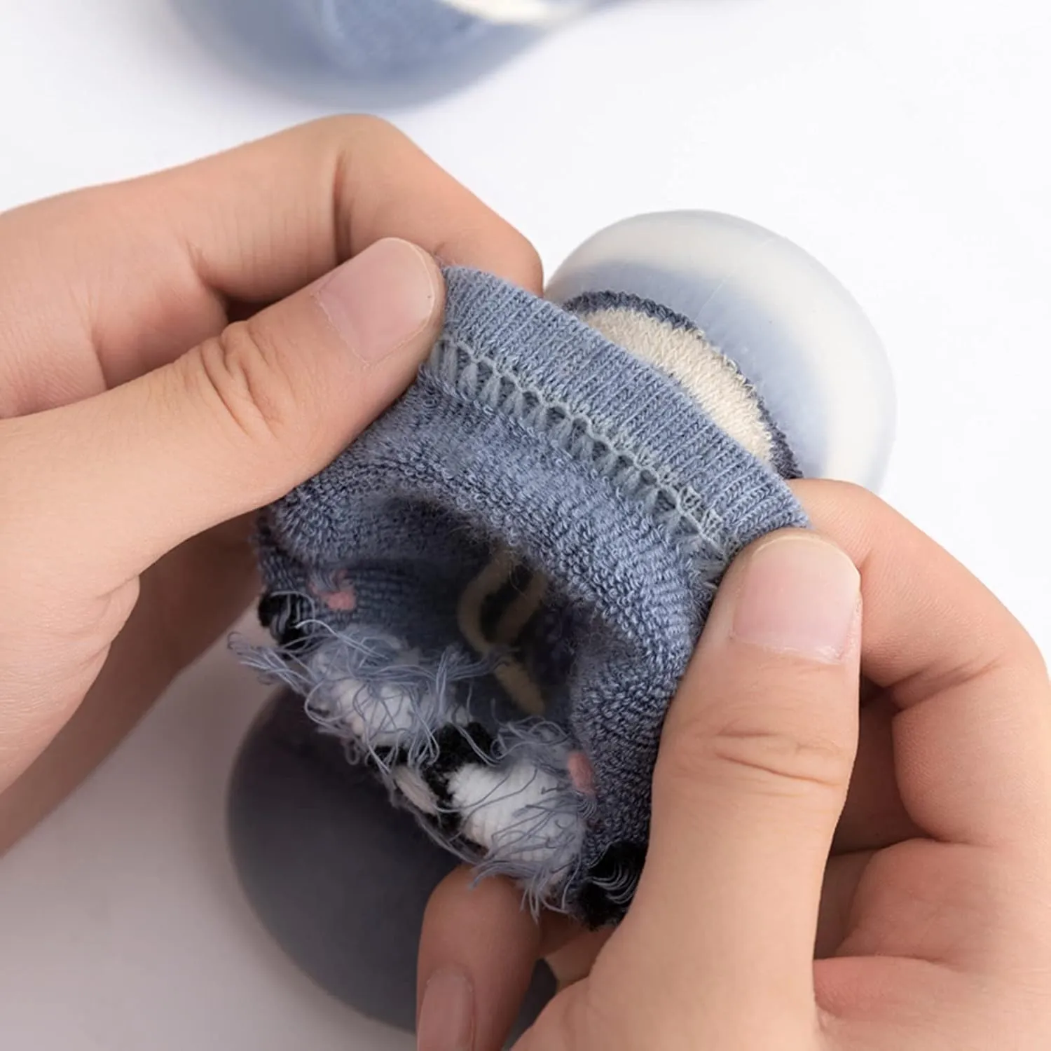 Kids Toddler Baby Boys Girls Solid Warm Knit Soft Sole Rubber Shoes Socks Slipper Stocking Indoor Slippers for Women (Blue, 18)