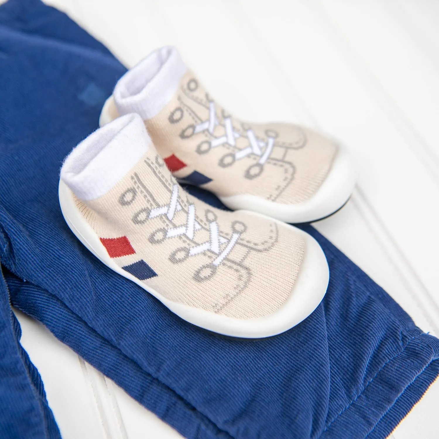 Komuello Baby and Toddler Shoes, Pull Up First Walker, Non Slip Bottom, Soft Cotton, Premium Sock Shoes - Walker
