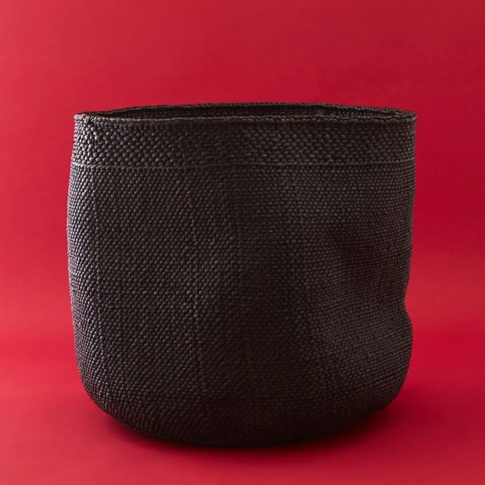 Large Black Iringa Indoor Planter Toy Storage Woven Basket