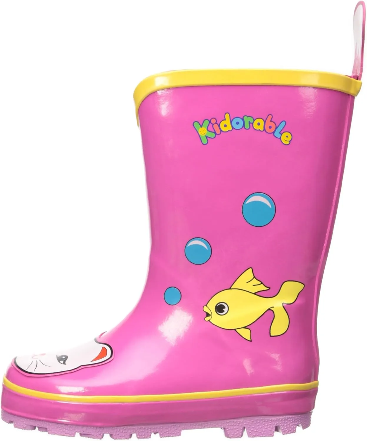 Lucky Cat Rainboots, Pink, Kids Sizes, Natural Rubber Boots with Cotton Lining, Pull On Heel Tab & Non-Slip Sole