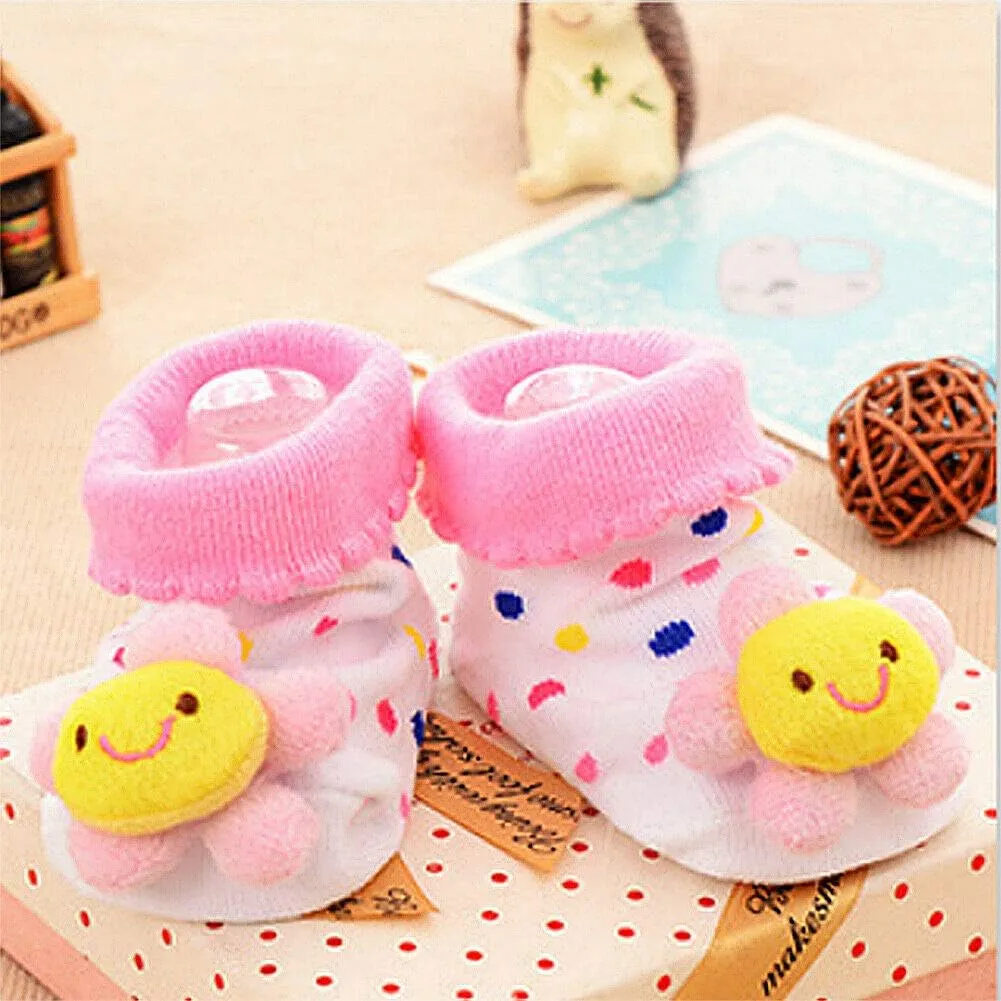 Magik 6 Pack Cute 3D Cartoon Anti-Skid Baby Booties Sock Slipper Shoes