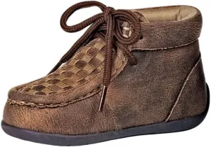 M&F Western Double Barrel Kids Carson Brown Patchwork Chukka Boots, 7 Toddler