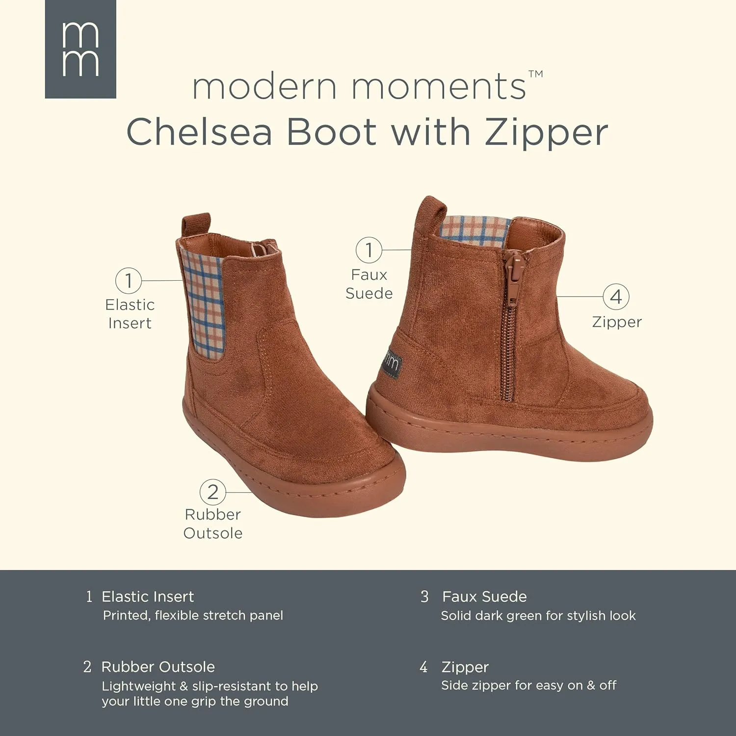 Modern Moments by Gerber Unisex Child Chelsea Boot with Zipper