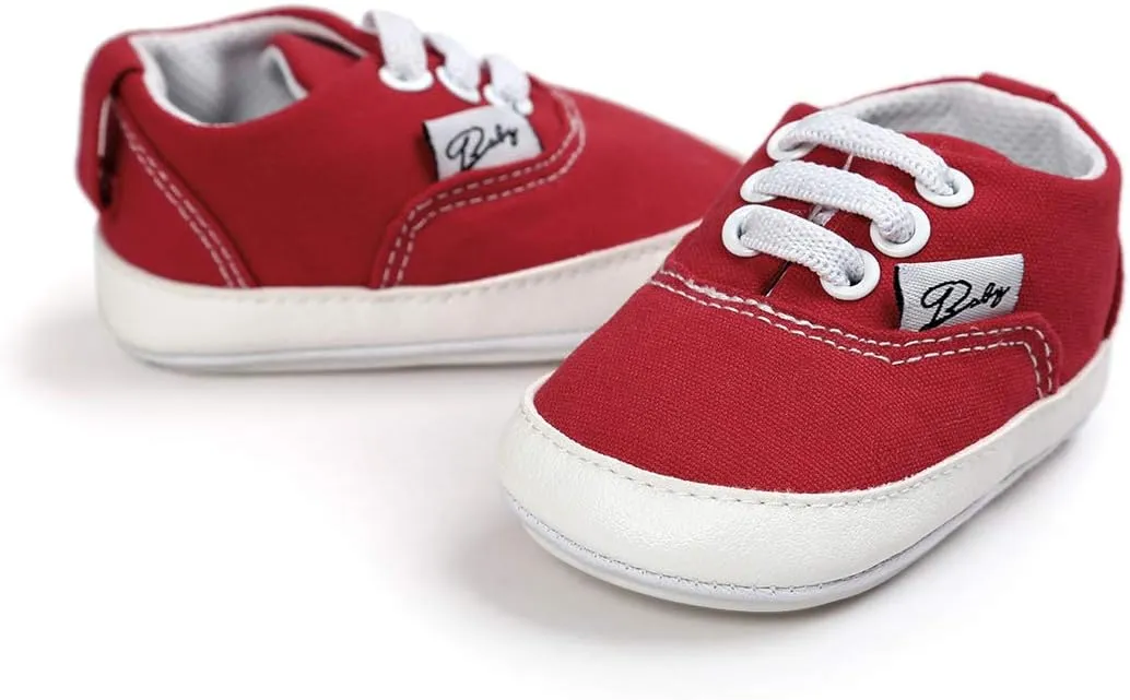 Morbido Infant Baby Boys Girls Canvas Sneaker Toddler Slip On Anti Skid Newborn First Walkers Candy Shoes for 0-18 Months