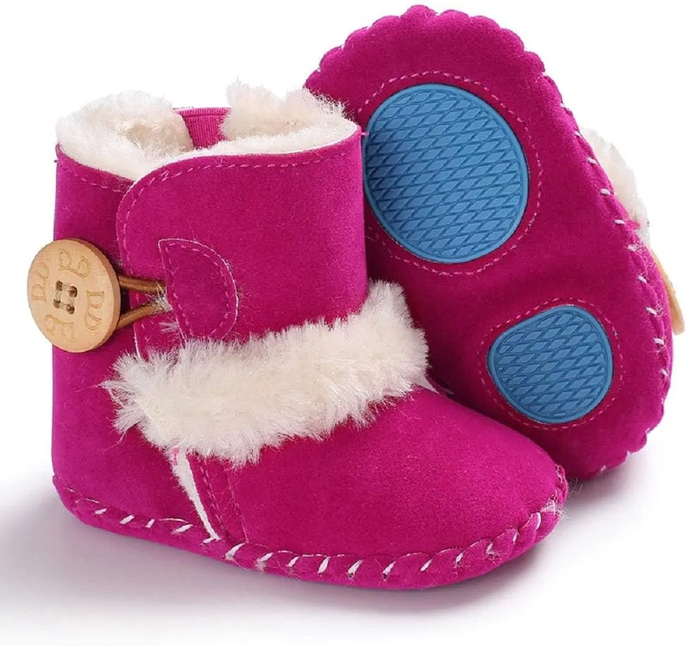 Newborn Baby Boys Girls Fleece Fur Knit Winter Warm Snow Boots Soft Sole Prewalker Non-Skid Boots For Infant Toddler(0-6 Months,Peach)