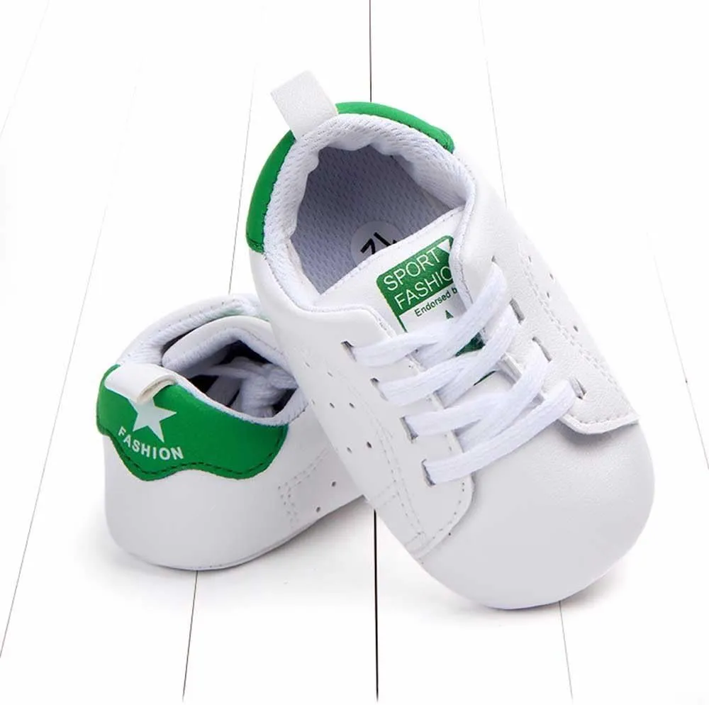 Newborn Baby Toddler Solid Star Letter Print Anti-slip Soft Sole Casual Shoes