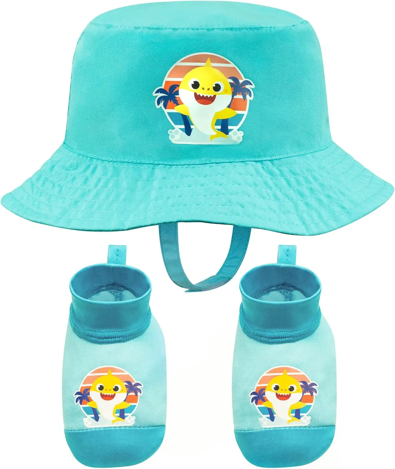 Nickelodeon Baby Shark Hat and Swim Booties Shoes Set - UPF 50  Sun Protection - 0-12 Months
