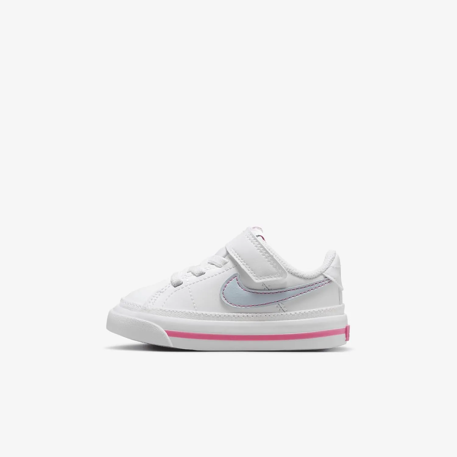 Nike Court Legacy Baby/Toddler Shoes (DA5382-121, White/Pinksicle/Light Armory Blue) Size 5