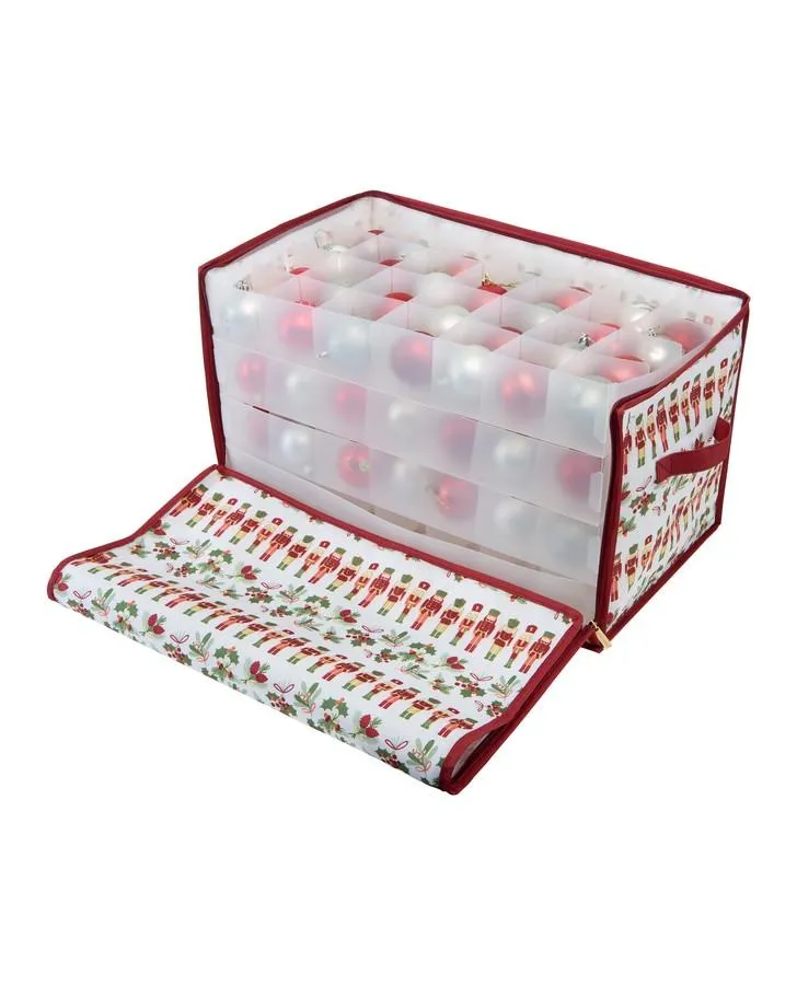 Nutcracker Print 112 Count Stackable Ornament Storage Box