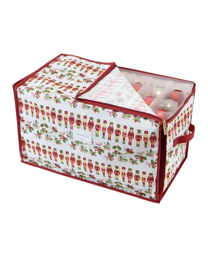 Nutcracker Print 112 Count Stackable Ornament Storage Box