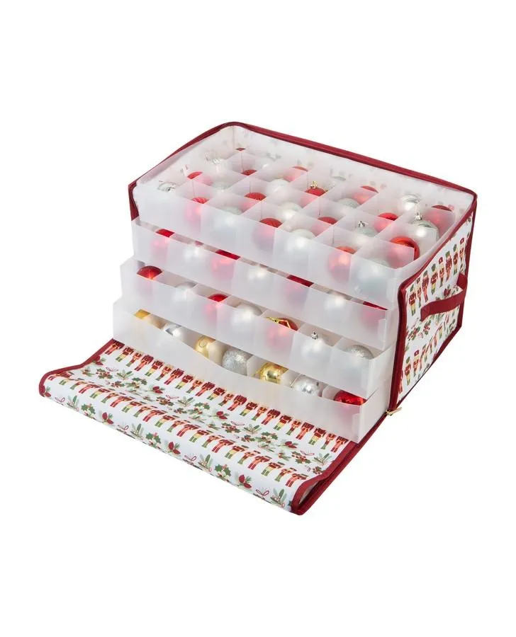 Nutcracker Print 112 Count Stackable Ornament Storage Box