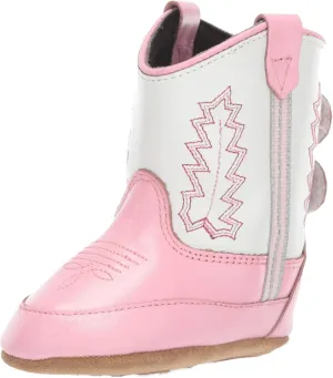 Old West Kids Boots Girls' Poppets Toddler, Pink/White, 3 Infant M