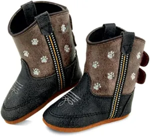 Old West Unisex-Baby Poppets Leather Boots with Velcro Closure