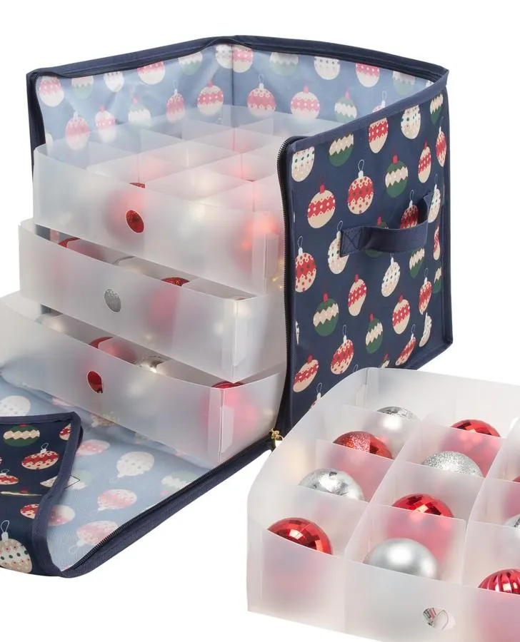 Ornament Print 64 Count Stackable Ornament Storage Box