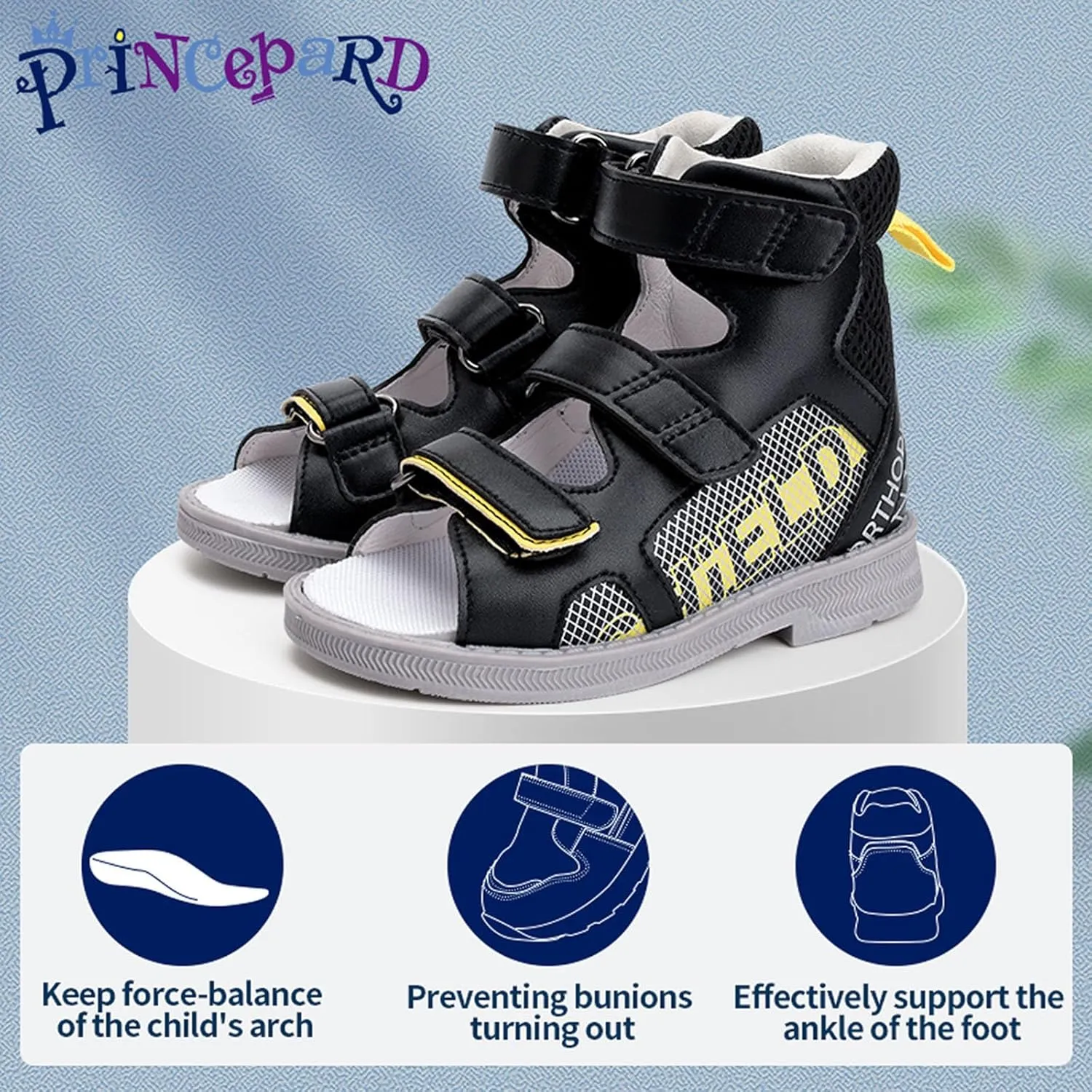 Orthopedic Corrective Sandals for Kids and Toddlers,High-top AFO Shoes with Arch and Ankle Support,Non-slip Soles