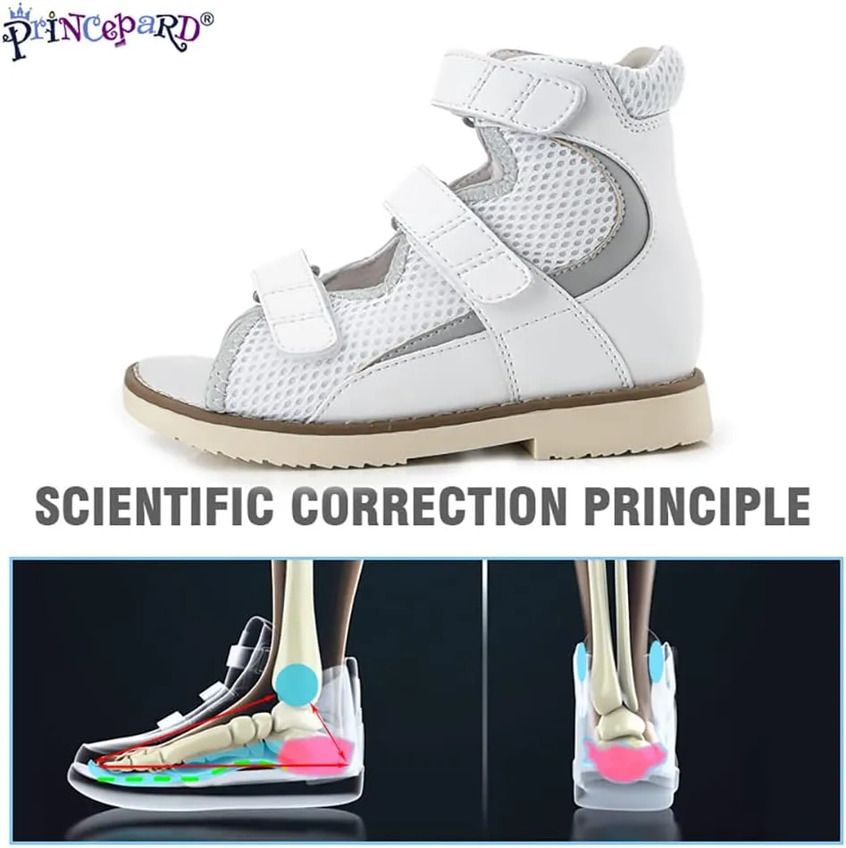 Orthopedic Shoes for Toddlers and Kids, Corrective Summer High Top White Sandals for Children with Arch and Ankle Support