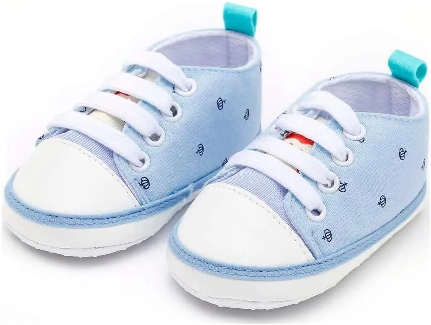 POLG Unisex Baby Boys Girls High Top Sneaker Soft Anti-Slip Sole Newborn Infant First Walkers Canvas Denim Shoes