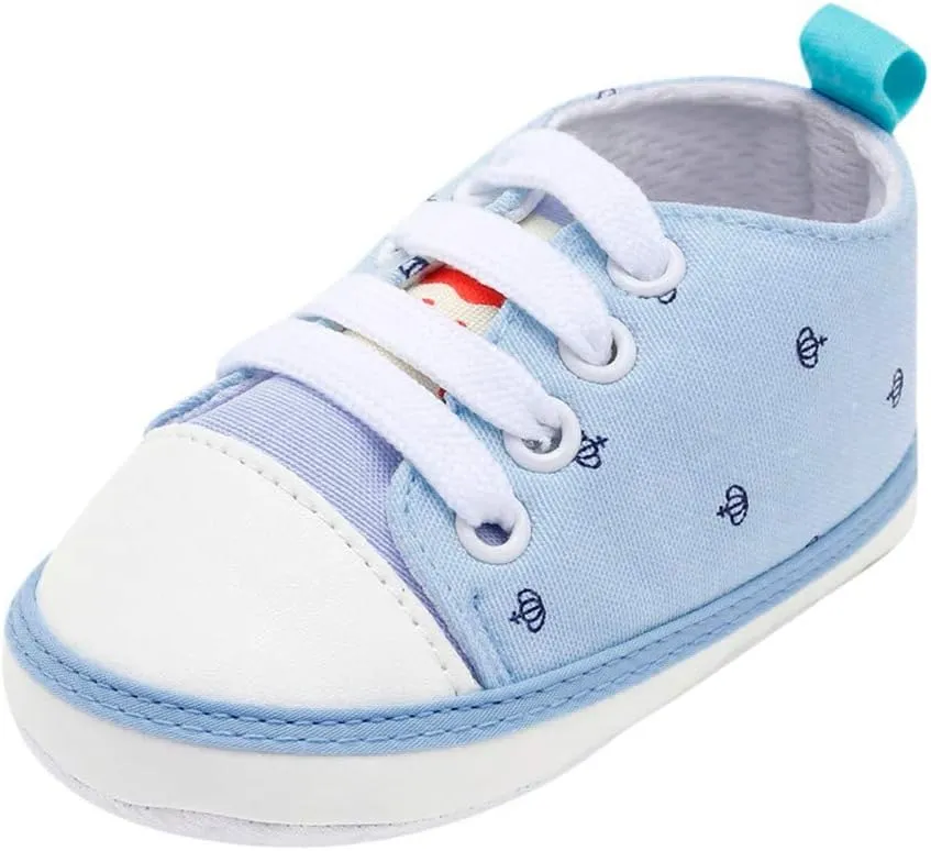 POLG Unisex Baby Boys Girls High Top Sneaker Soft Anti-Slip Sole Newborn Infant First Walkers Canvas Denim Shoes