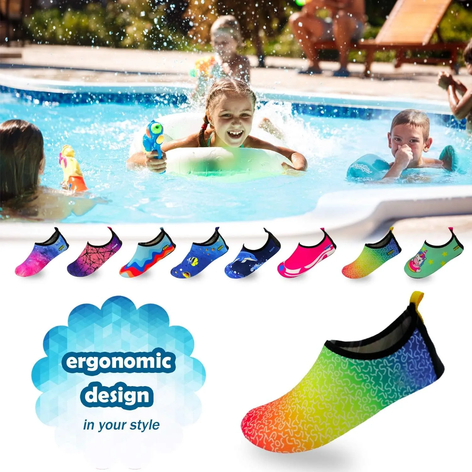 Quick-Dry, Non-Slip, Lightweight Swim Shoes for Summer, Beach, Sea & Pool  for Boys, Girls, Babies, Toddlers & Little Kids
