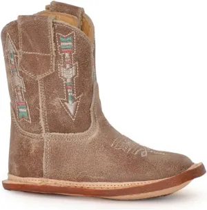 ROPER Infant Girls Cowbabies Indian Arrows Square Toe Casual Boots Ankle - Brown