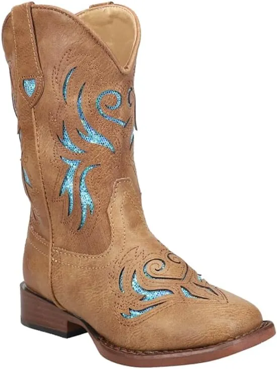 ROPER Toddler Girls Glitter Breeze Inlay Square Toe Casual Boots Mid Calf - Brown