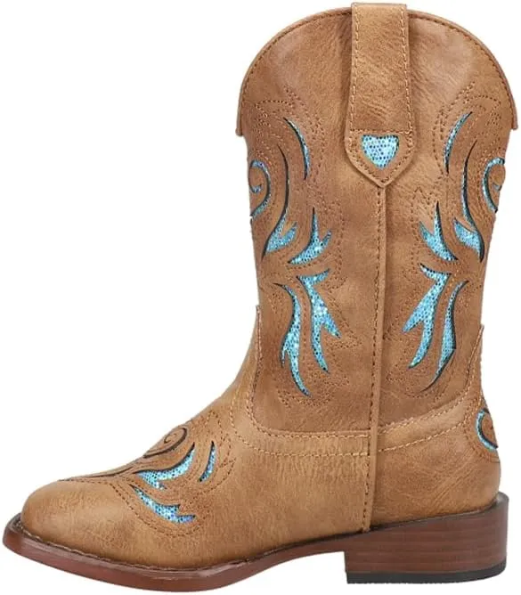 ROPER Toddler Girls Glitter Breeze Inlay Square Toe Casual Boots Mid Calf - Brown