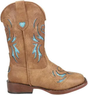 ROPER Toddler Girls Glitter Breeze Inlay Square Toe Casual Boots Mid Calf - Brown