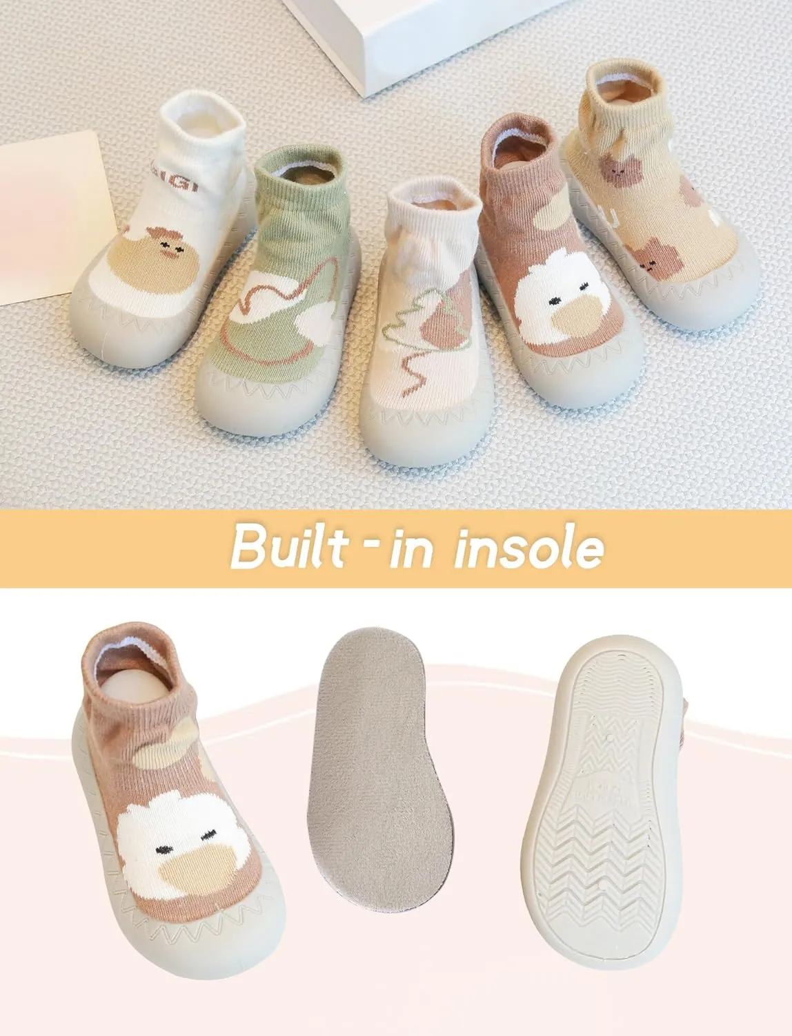 SEAUR - Baby Floor Sock Shoes Toddller Boy Girl Winter First Walking Shoes Newborn Cotton Warm Slippers Non Slip Indoor Sock