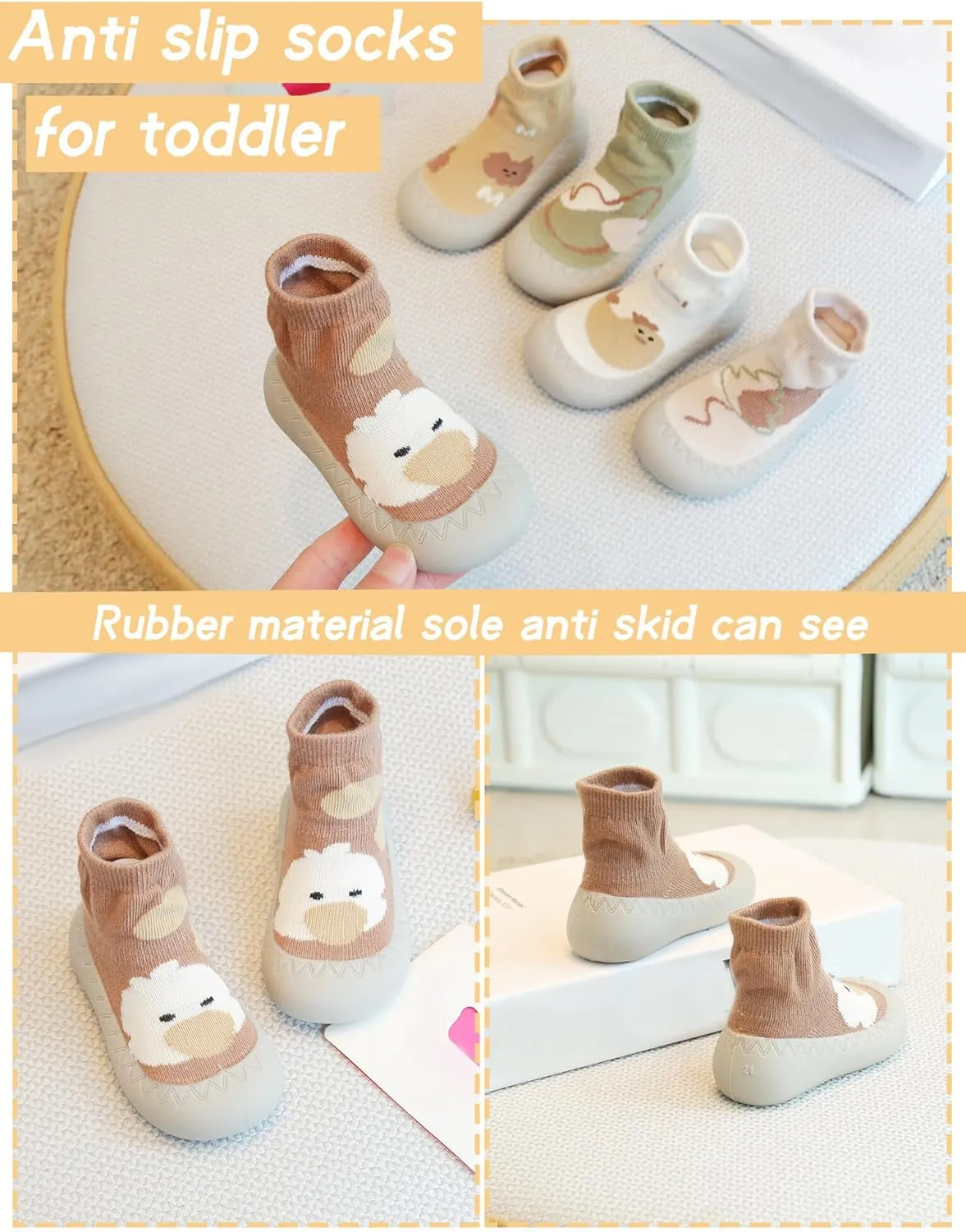 SEAUR - Baby Floor Sock Shoes Toddller Boy Girl Winter First Walking Shoes Newborn Cotton Warm Slippers Non Slip Indoor Sock