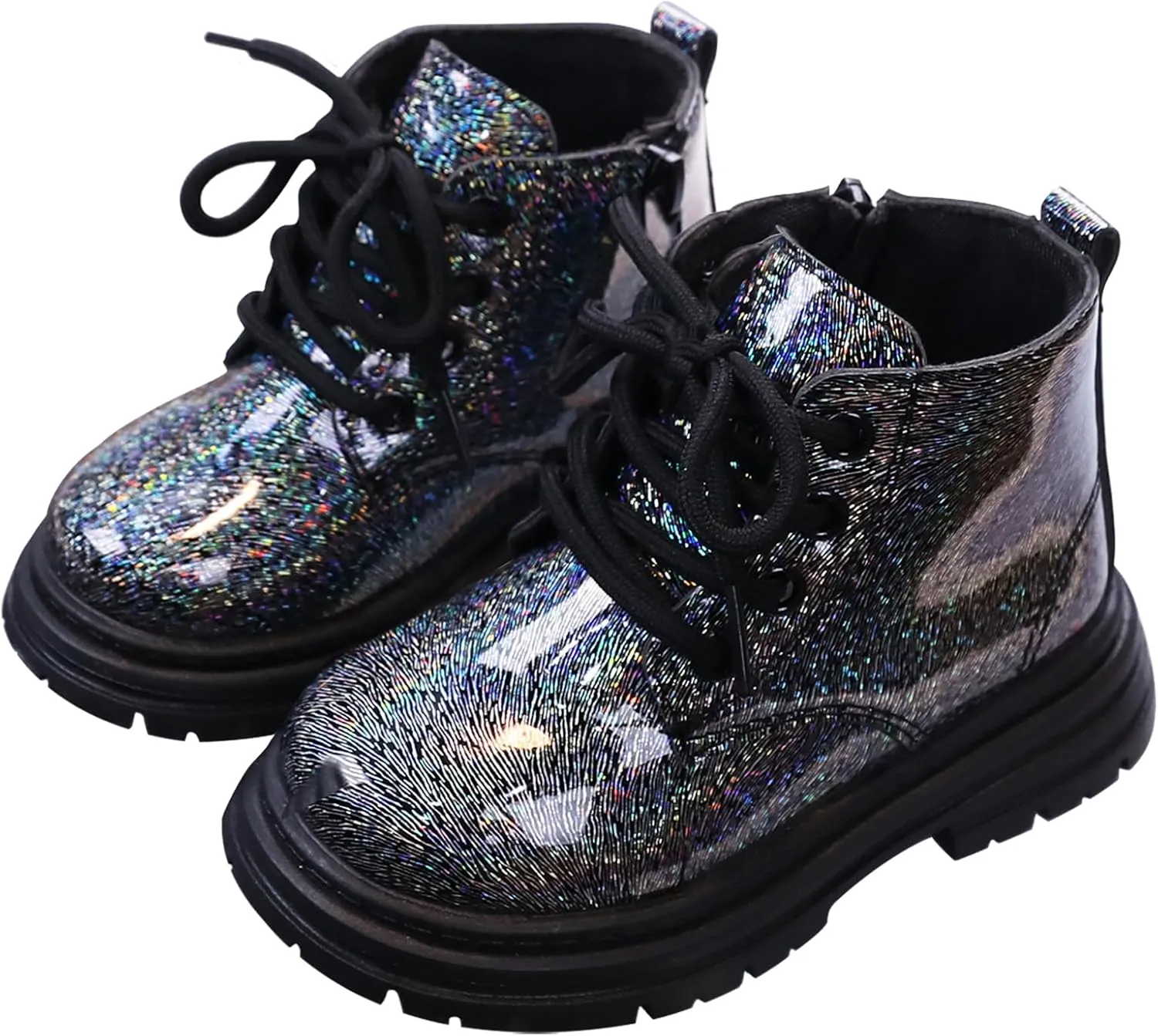 SEAUR Toddler Girl Ankle Boots Side Zip Work Boot Short Fall Boots Little Kids Waterproof Combat Boots Lace Up Leather Boots