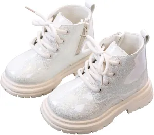 SEAUR Toddler Girl Ankle Boots Side Zip Work Boot Short Fall Boots Little Kids Waterproof Combat Boots Lace Up Leather Boots