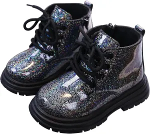 SEAUR Toddler Girl Ankle Boots Side Zip Work Boot Short Fall Boots Little Kids Waterproof Combat Boots Lace Up Leather Boots