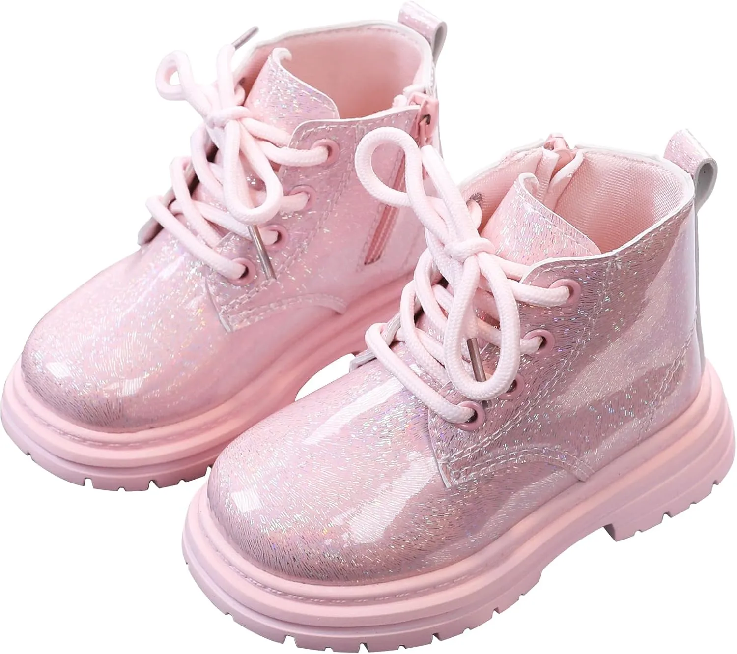 SEAUR Toddler Girl Ankle Boots Side Zip Work Boot Short Fall Boots Little Kids Waterproof Combat Boots Lace Up Leather Boots