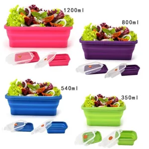 Silicone Bento Box Folding Lunch Bowl Food Storage Container Boxes