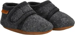 SKOV Wool Booties Slippers for Boys Girls Unisex Toddler Baby Infant Child with Leather Sole, Dark Grey
