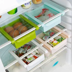 Slide Kitchen Storage Boxes Freezer Space Saver Organizer Refrigerator Rack Shelf Holder Storage Drawer Household