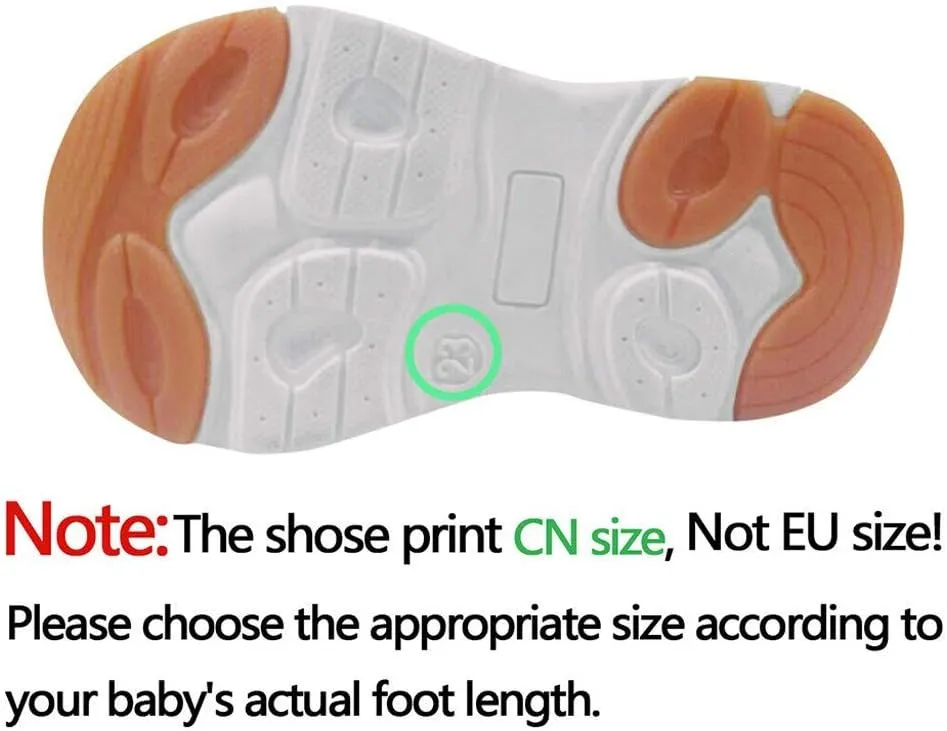 Soft Baby Boys Rubber Sole Girls Anti-Slip Walkers Shoes Sneaker Leather Toddler Girls Light up (Black, 12-18 Months)