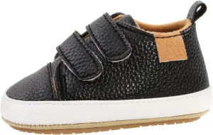 Soft Baby Boys Rubber Sole Girls Anti-Slip Walkers Shoes Sneaker Leather Toddler Girls Light up (Black, 12-18 Months)