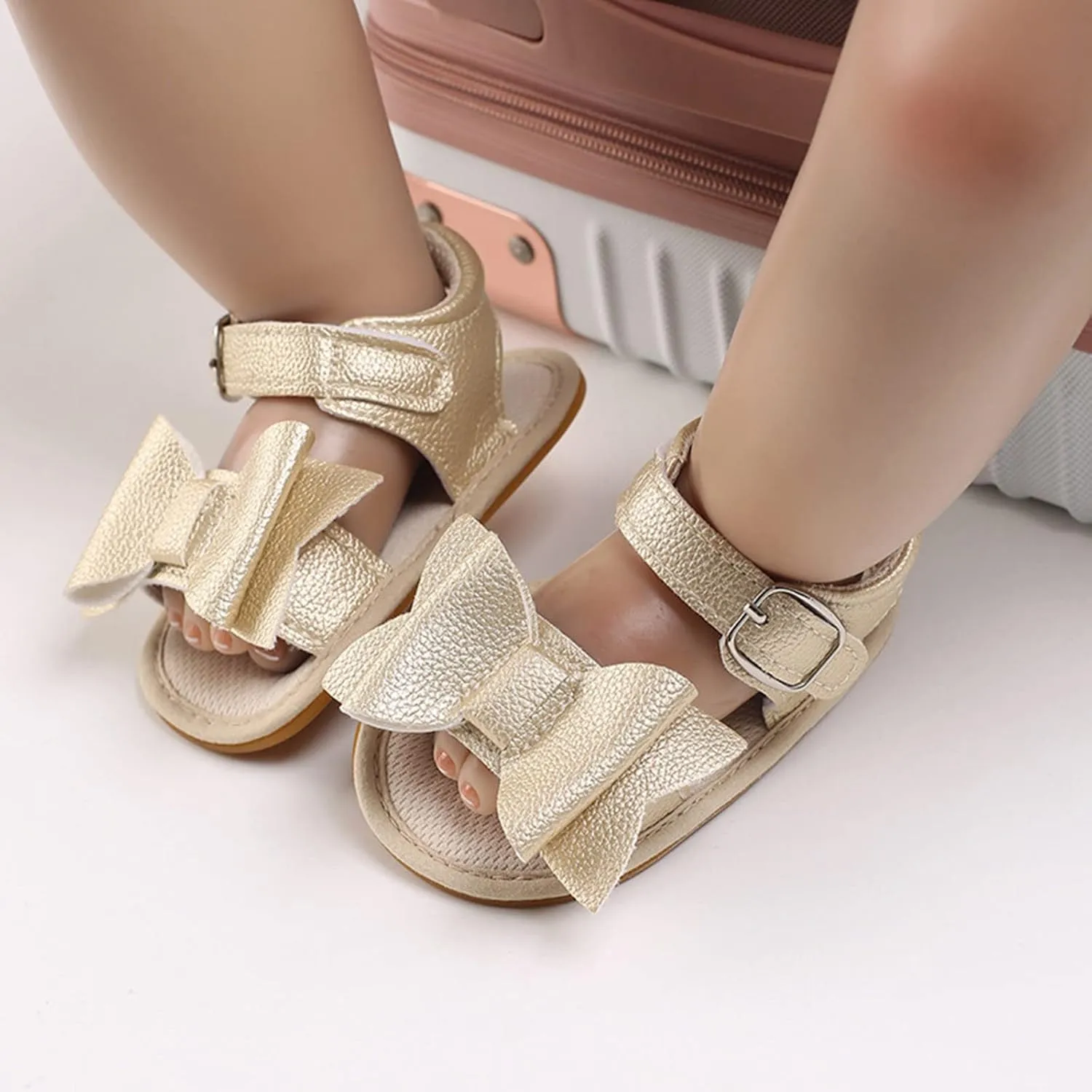 Spring and Summer Children Baby Toddler Shoes Boys and Girls Sandals Solid Color Bow Buckle Toddler Girl Sandals