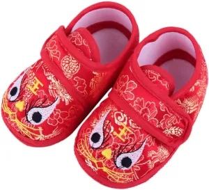 Stylish Walking Shoes for Toddlers Soft Sole Baby Shoes Cartoon Tiger-Head Design Red